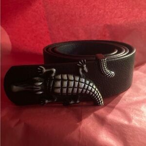 Men's Black Alligator Design Belt Bag